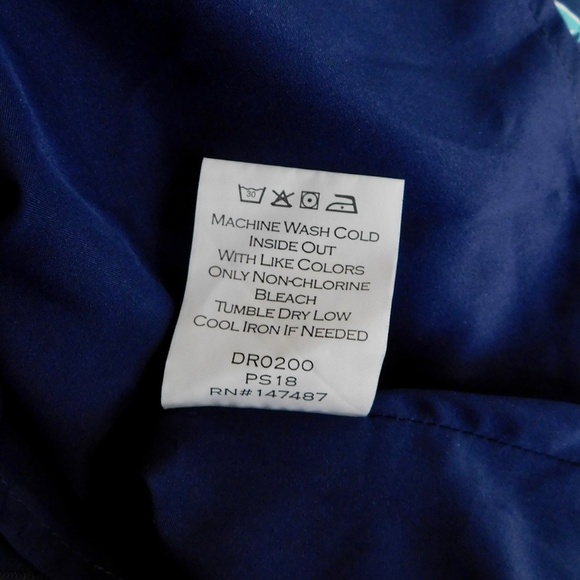 DRAPER JAMES Tisdale Navy Blue Floral Dress Tie Neck Ruffle Shoulders Size 8 - Picture 11 of 12